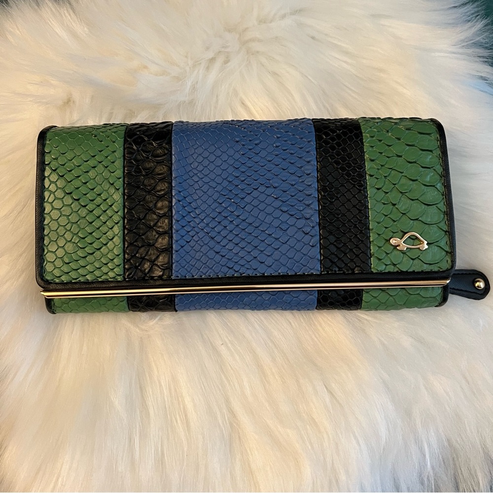 Carpisa Women’s Faux Leather Crocodile Embossed Pattern Wallet Tricolor